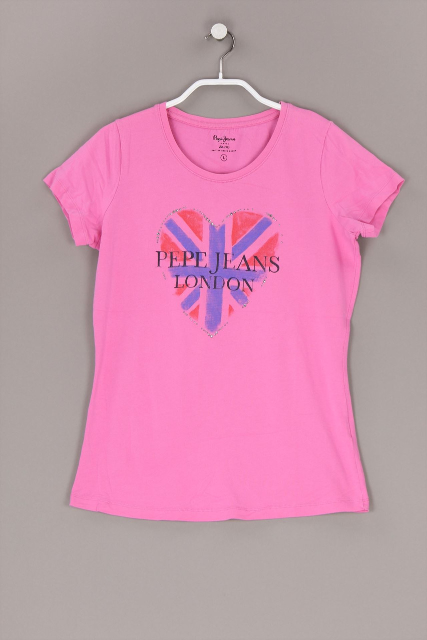 Pepe Jeans London - Print-Kurzarm-Shirt mit Strass-Steinen - L