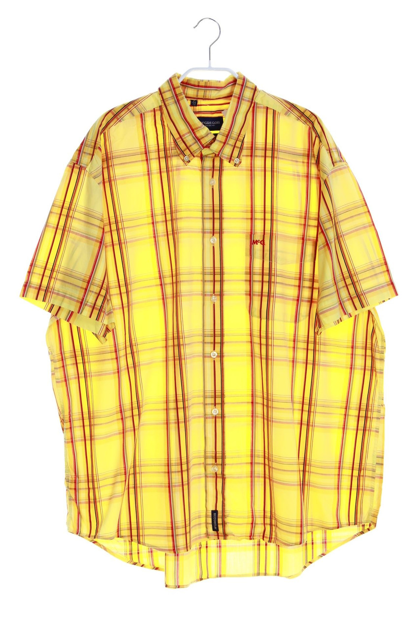 McGregor - Checked button-down shortsleeve shirt with Logo-Stitching - XXL