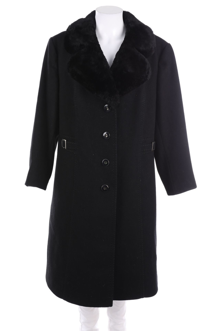 Ohne Label - Mantel mit Faux Fur-Kragen - D 40