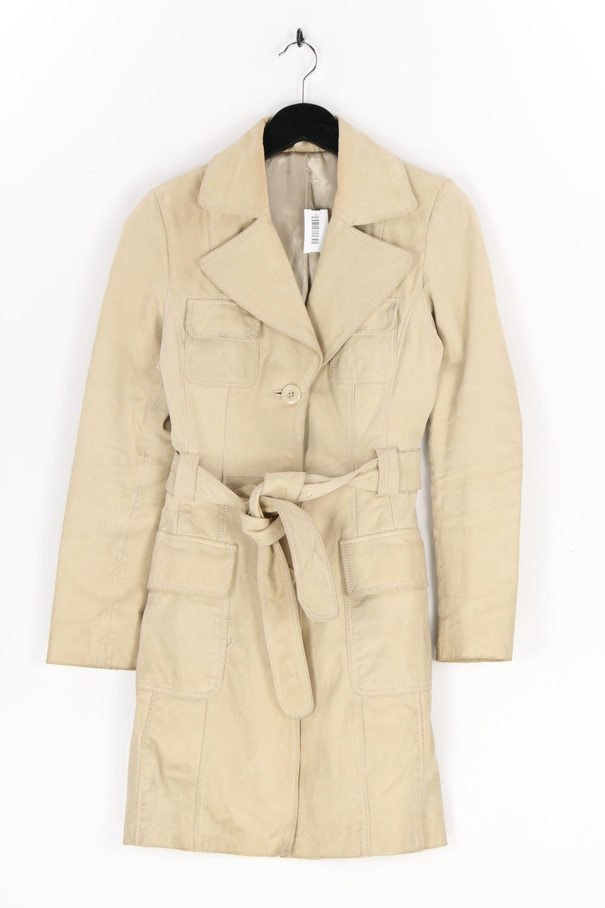 VINTAGE - Echt-Leder-Mantel mit Gürtel - D 38