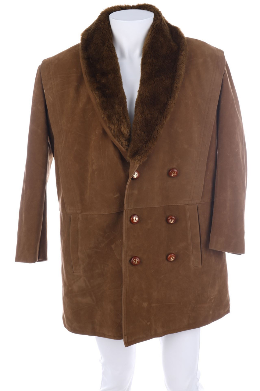 Valent - Kunstleder-Jacke mit Faux Fur-Kragen - 48