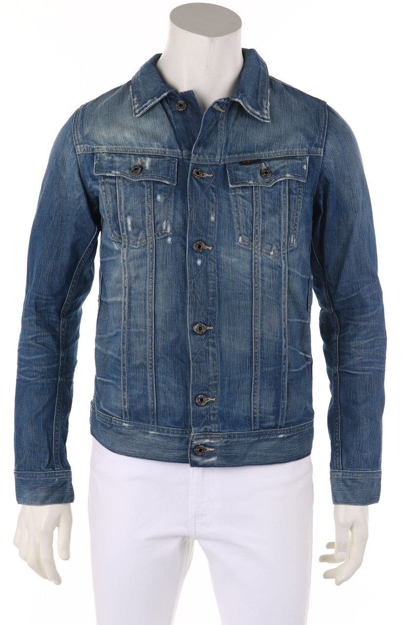 G-STAR RAW - Distressed Denim Jacket with Logo Patch - M