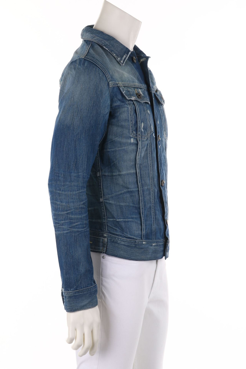 G-STAR RAW distressed Jeans-Jacke mit Logo-Patch M secondhand kauf - Main Image