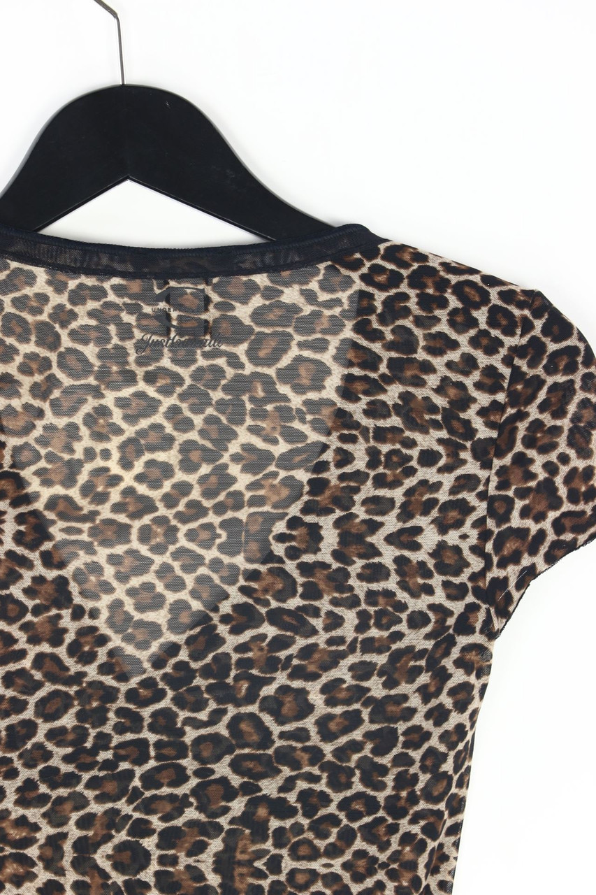 UNDERWEAR JUST cavalli - mesh-shirt mit leo-print - D 36 secondhand ka