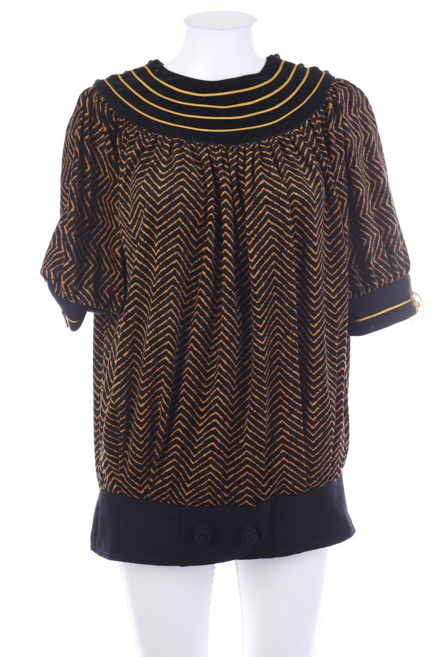 VINTAGE - Samt-Shirt mit Zickzack-Muster - S