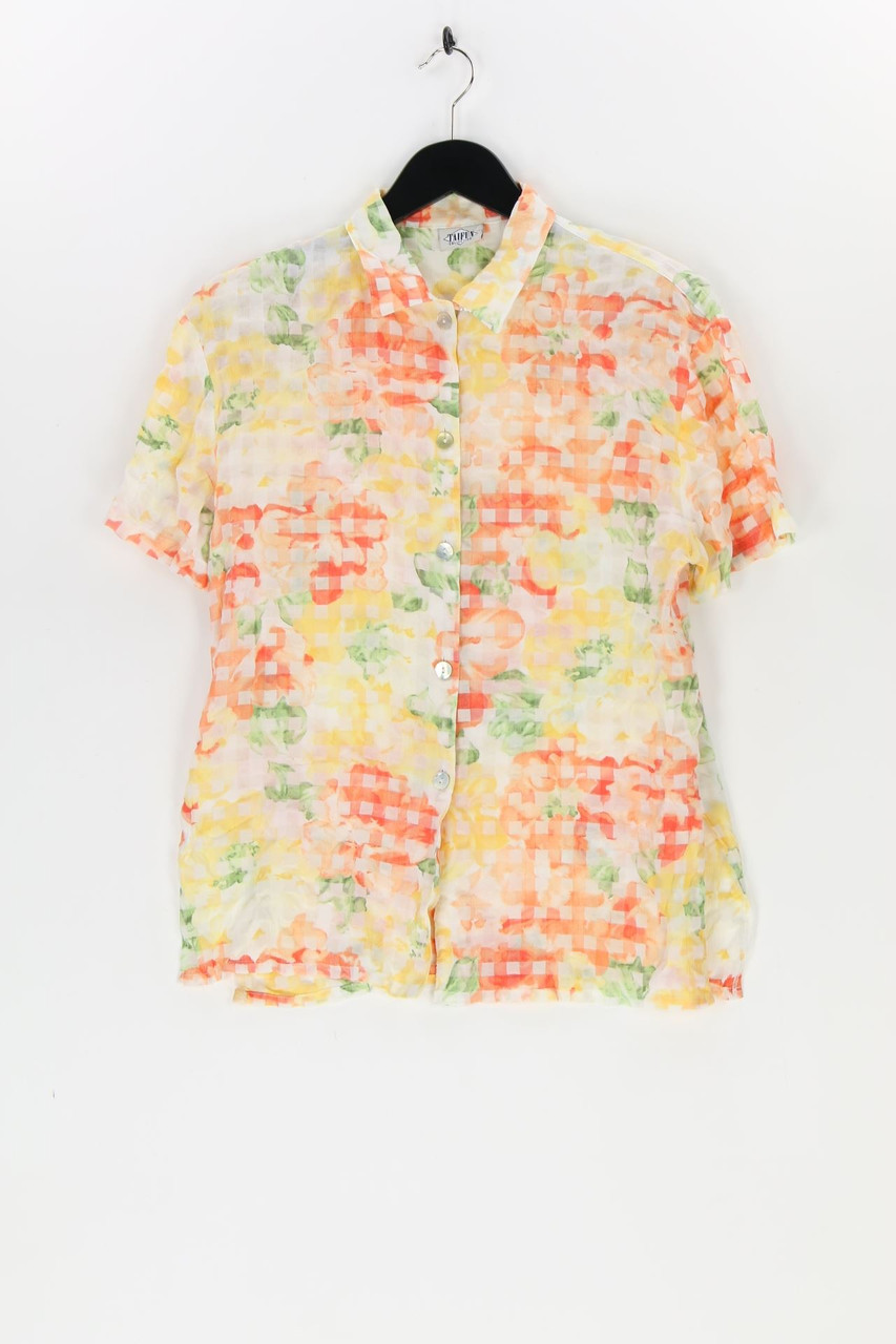 TAIFUN COLLECTION - Vintage-Kurzarm-Bluse mit floralem Muster - D 36