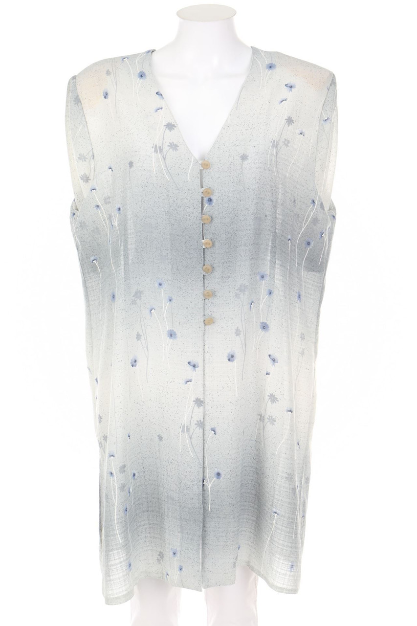 Ohne Label - Kurzarm-Bluse mit floralem Muster - D 48