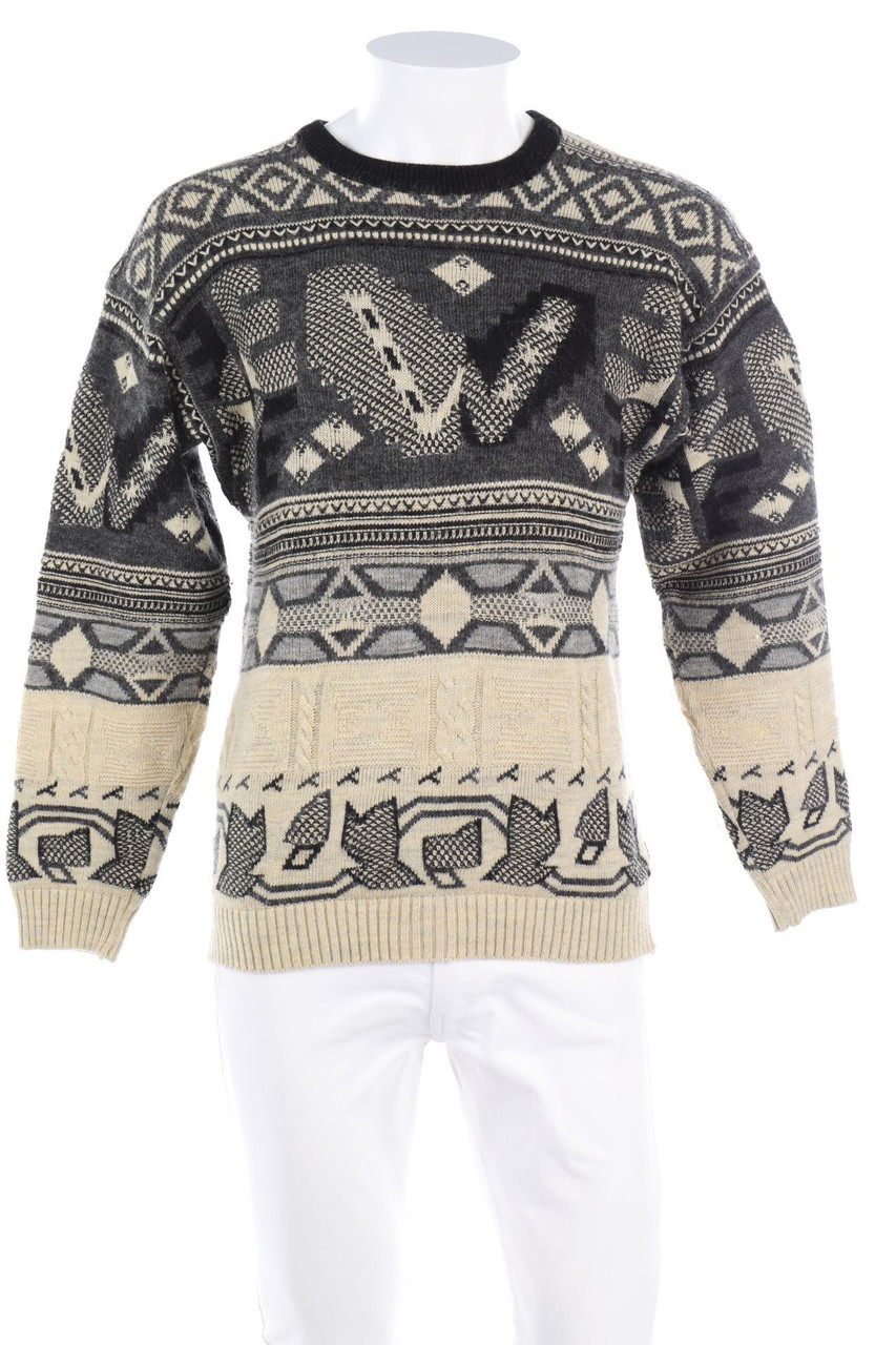 Lewinger - Vintage-Strick-Pullover aus Woll-Mix mit Muster - D 44