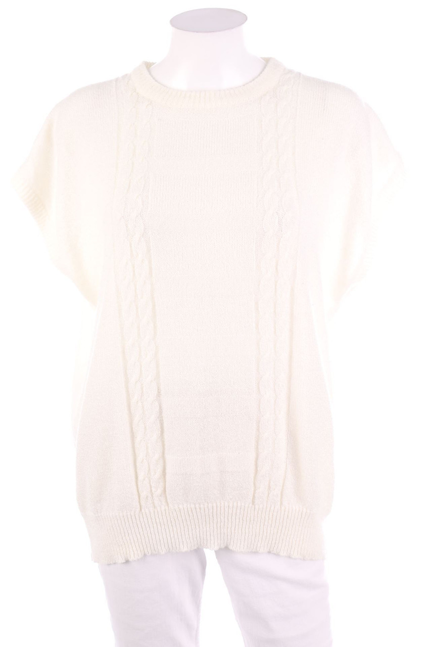 VINTAGE - Kurzarm-Strick-Pullover - D 46