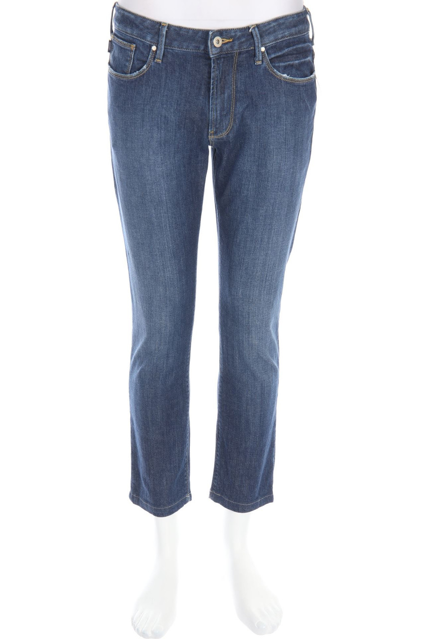 ARMANI JEANS - used look straight cut jeans with Logo Patch - W31