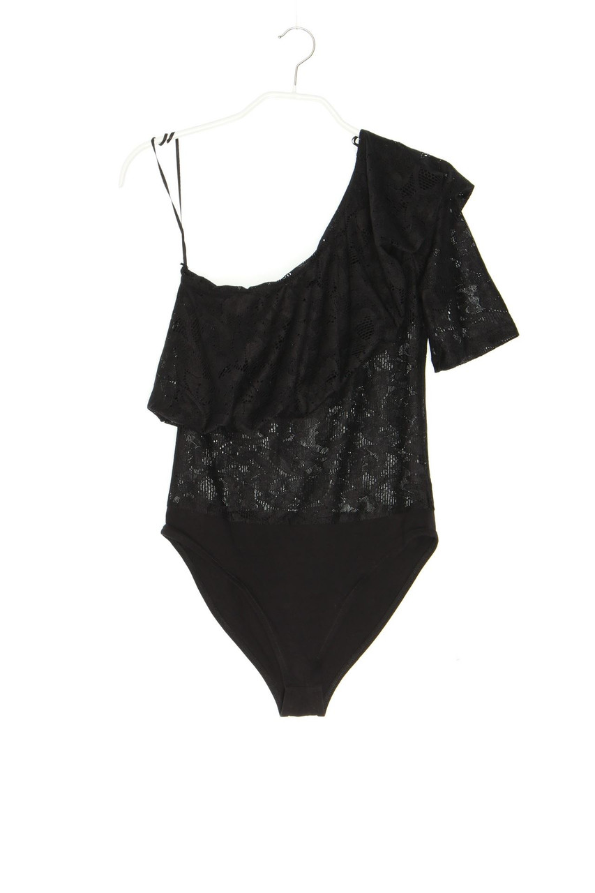 ZARA TRF - One Shoulder-Spitzen-Body mit Volants - S