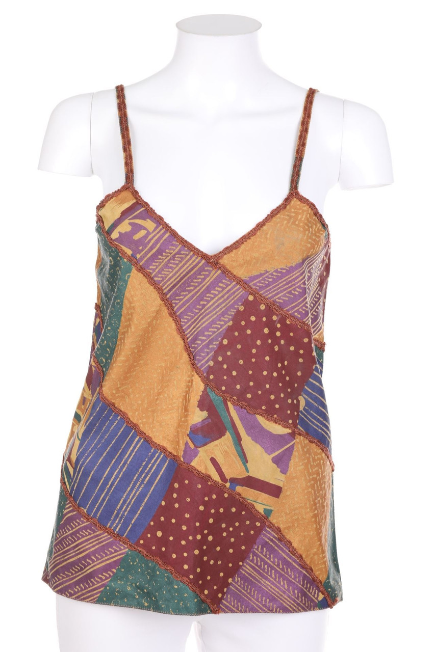 EVA DURINGER - Leder-Patchwork-Top mit Muster - D 38