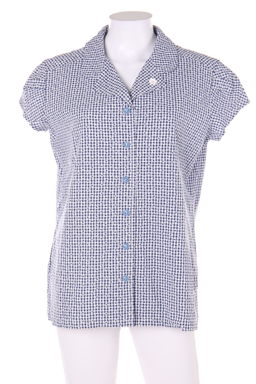 VINTAGE - Kurzarm-Bluse mit Muster - XL