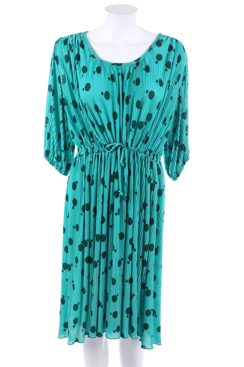 VINTAGE - Plissee-Kleid mit Punkten mit 3/4-Ärmel - D 44