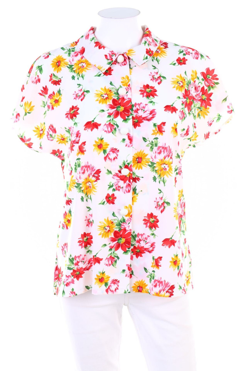 WEINBERG PARIS - Vintage-Hemd-Bluse mit kurzem Ärmel mit floralem Muster - D 42