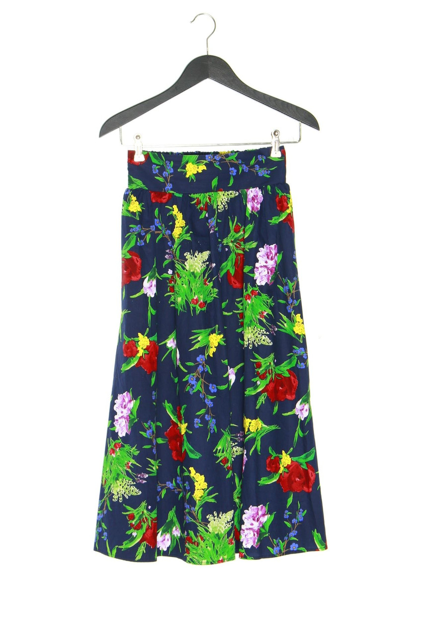 VINTAGE - Midi-Falten-Rock mit floralem Muster - XS
