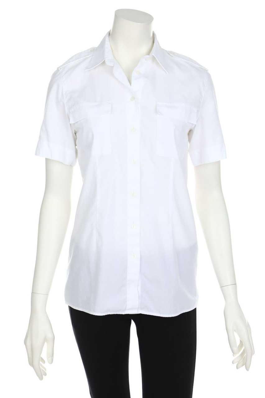 AKRIS - Hemd-Bluse mit kurzem Ärmel mit aufgesetzten Taschen - D 34