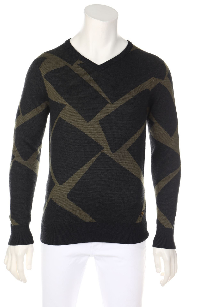 SCOTCH & SODA - V-Neck-Pullover aus Woll-Mix mit geometrischem Muster - S