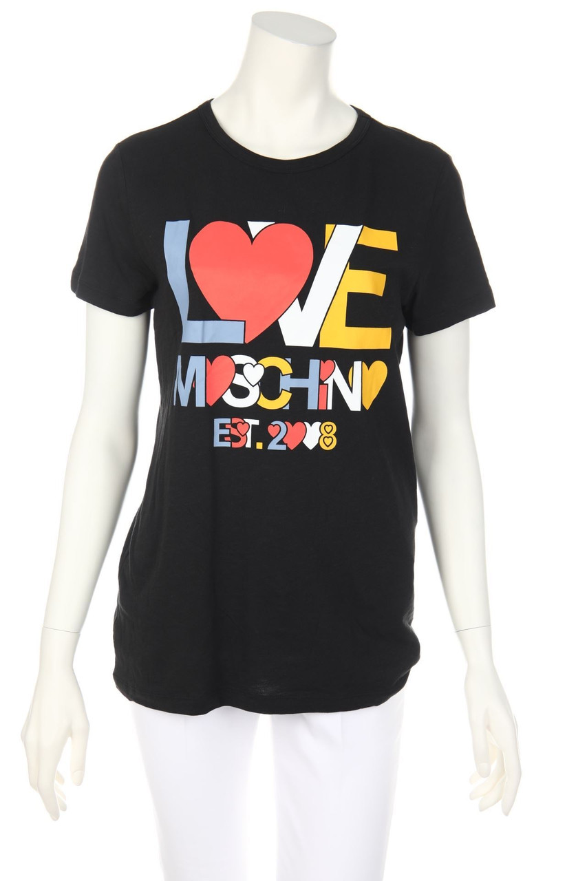 LOVE MOSCHINO - Kurzarm-Shirt mit Logo-Print - D 38