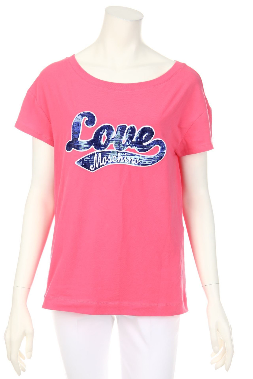 LOVE MOSCHINO - Kurzarm-Shirt mit Logo-Applikation - D 38