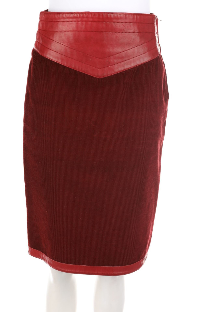 Genny - Vintage-Cord-Rock mit Kunstleder-Details - D 36