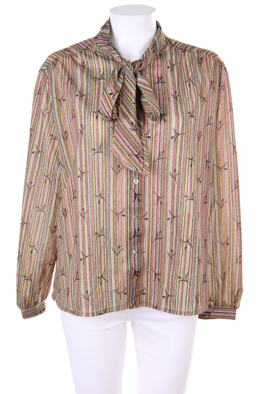 VINTAGE - Schluppen-Bluse mit Blumen-Print - D 46