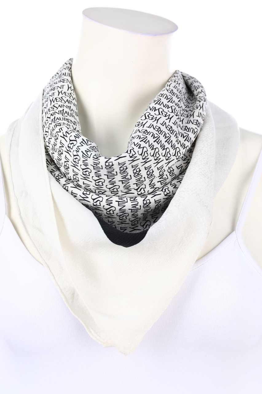 YVES SAINT LAURENT - Vintage-Scarf with Logo-Print - ONE SIZE