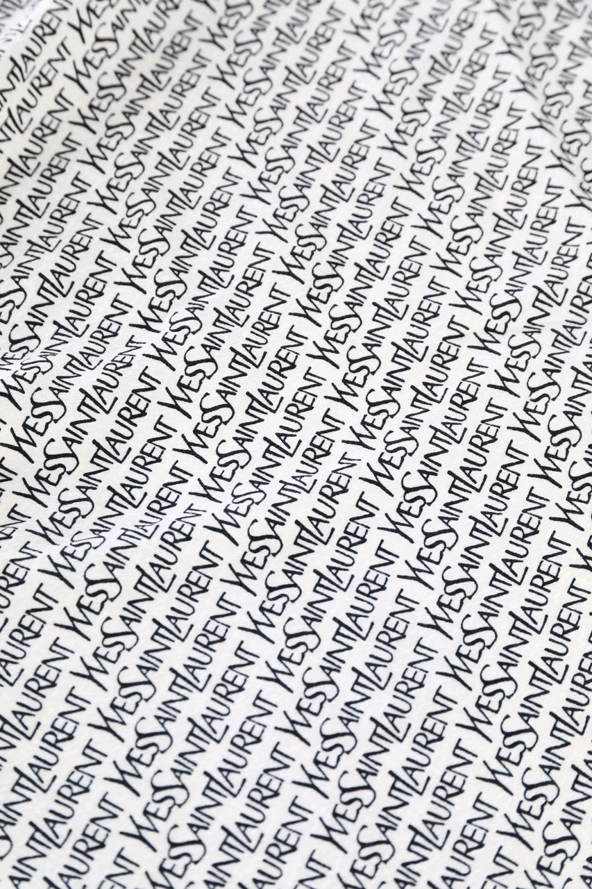 YVES SAINT LAURENT Vintage-Scarf with Logo-Print ONE SIZE