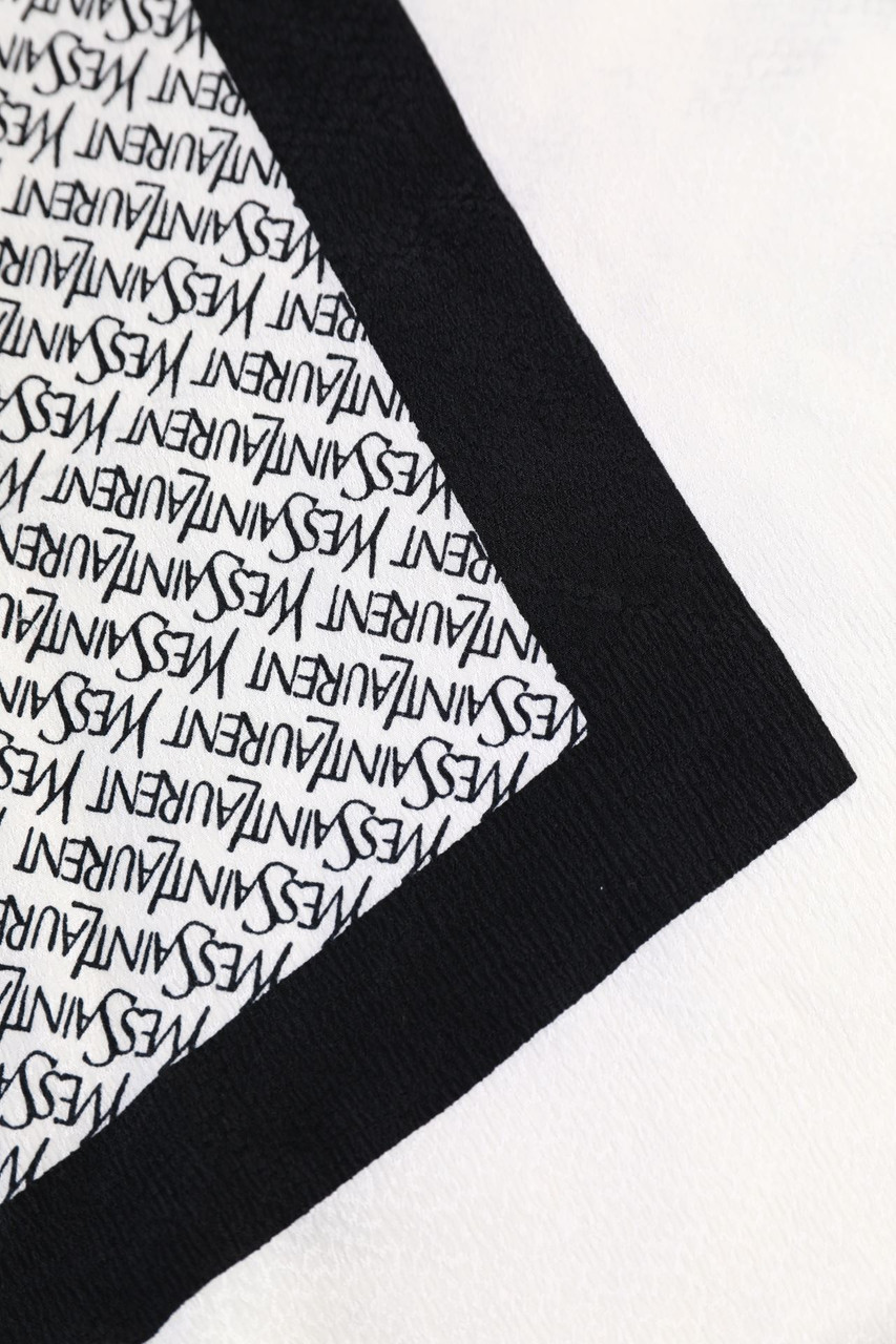 saint laulent クラヴァット　黒×白 YVES SAINT LAURENT - Vintage-Scarf with Logo-Print - ONE SIZE