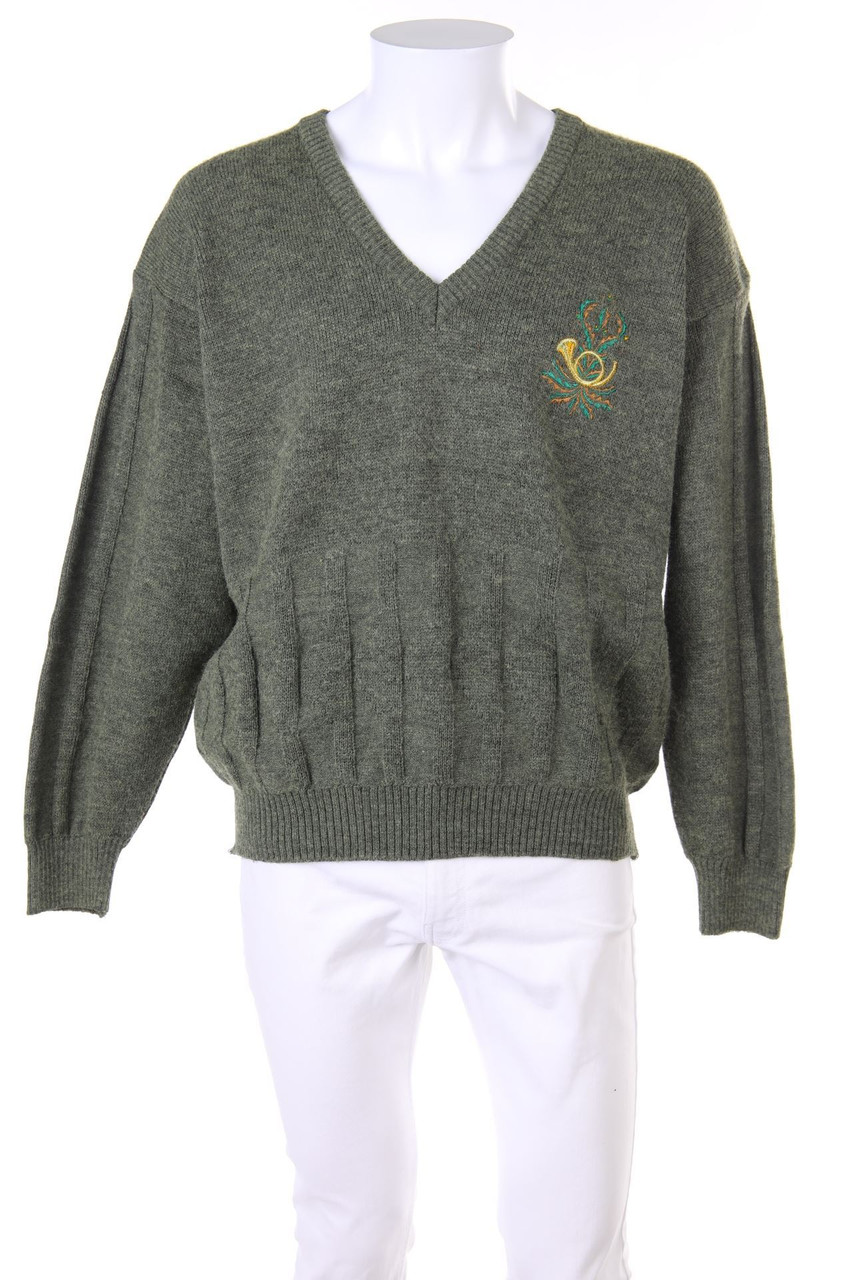 VINTAGE - V-Neck-Pullover mit Stickereien - 52