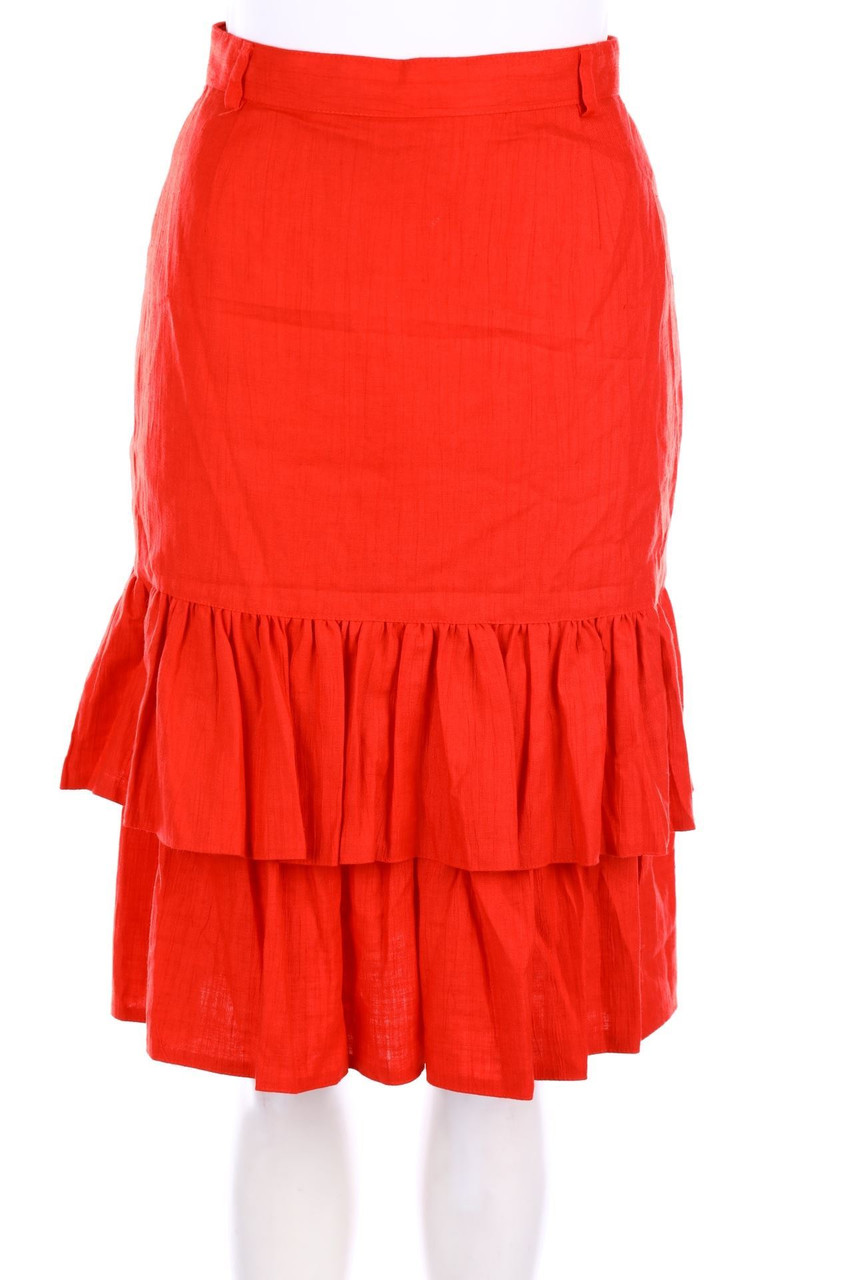 VINTAGE - Rock aus Leinen-Mix mit Volants - D 34