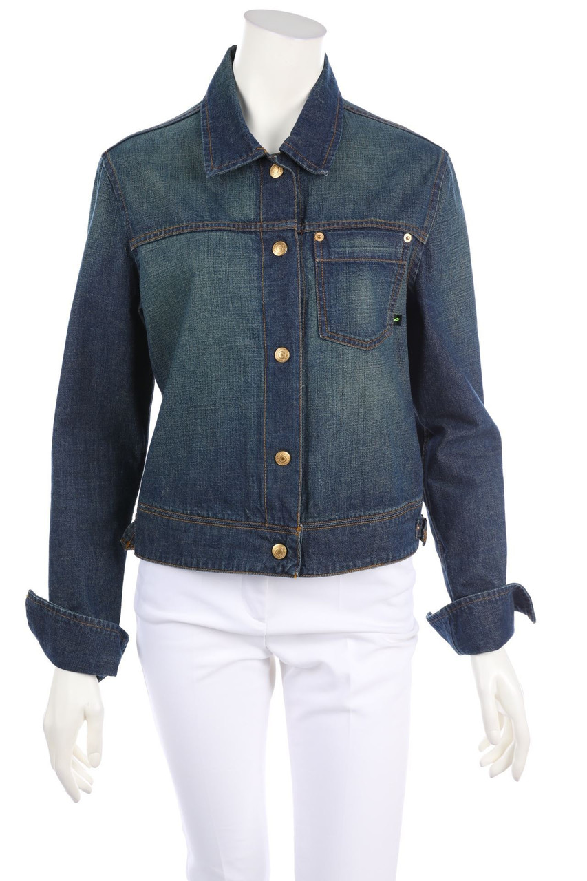 DKNY JEANS - Used Look-Denim Jacket with Logo Badge - L