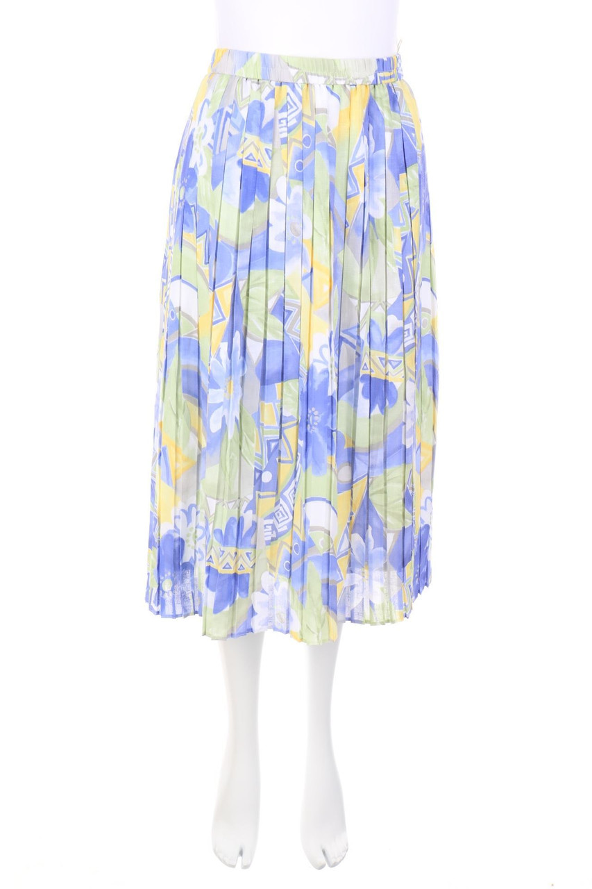 VINTAGE - Midi-Plissé-Rock mit Print - D 50