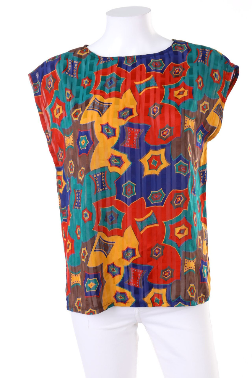 Capricci - Blusentop aus Seide mit Print - D 38