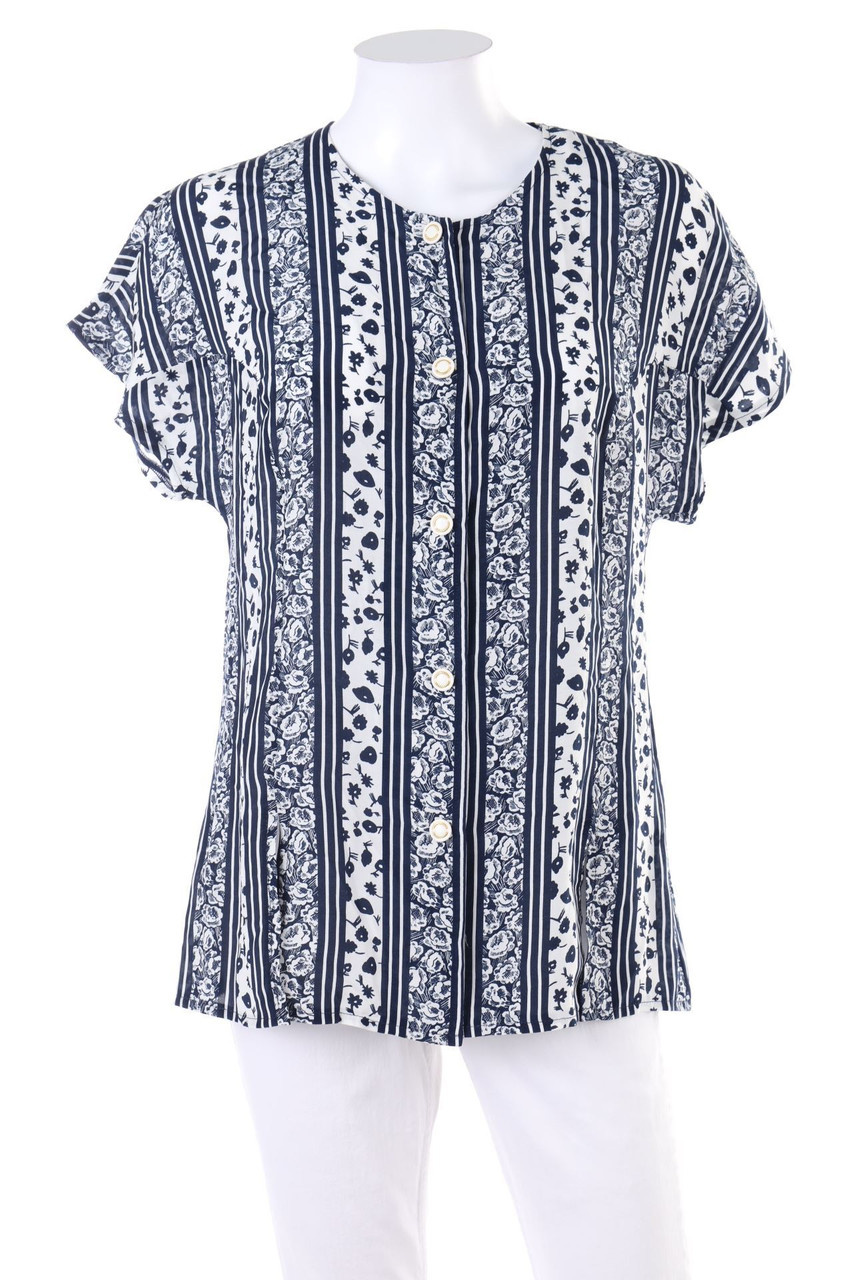 Griffon - Kurzarm-Bluse mit Blumen-Print - D 40