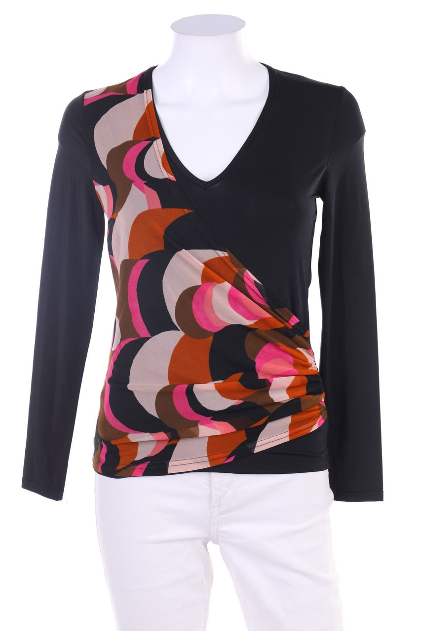 BODYSTRETCH OF LONDON - Longsleeve-Shirt in Wickel-Optik mit Print - S