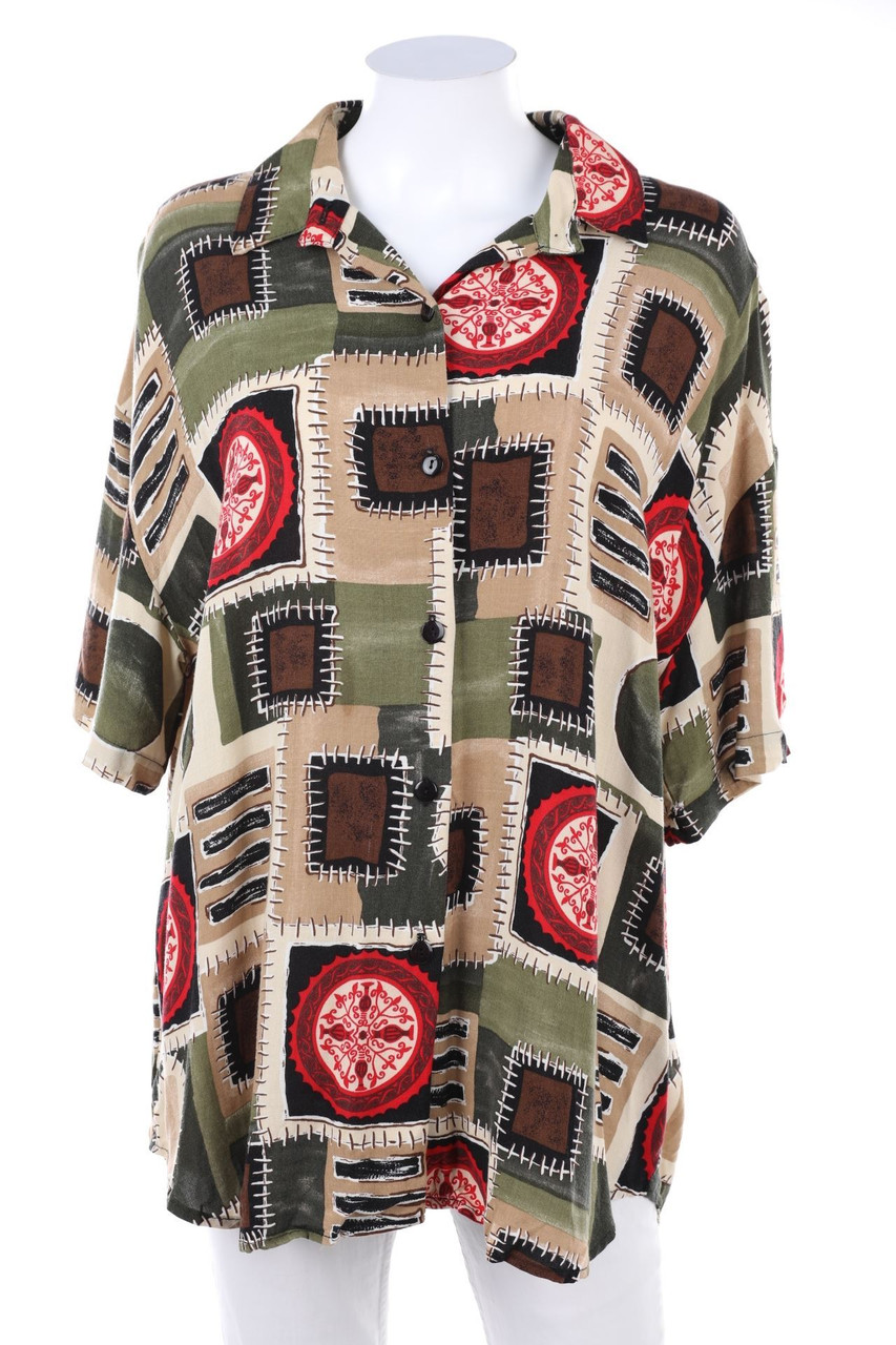 CALICHÉ COLLECTION - Kurzarm-Bluse mit Geo-Print - M