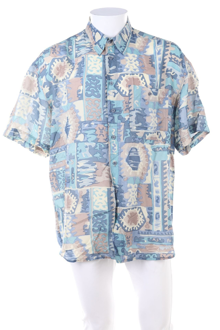 FASHION Report - Kurzarm-Hemd mit Print aus Seide - XL