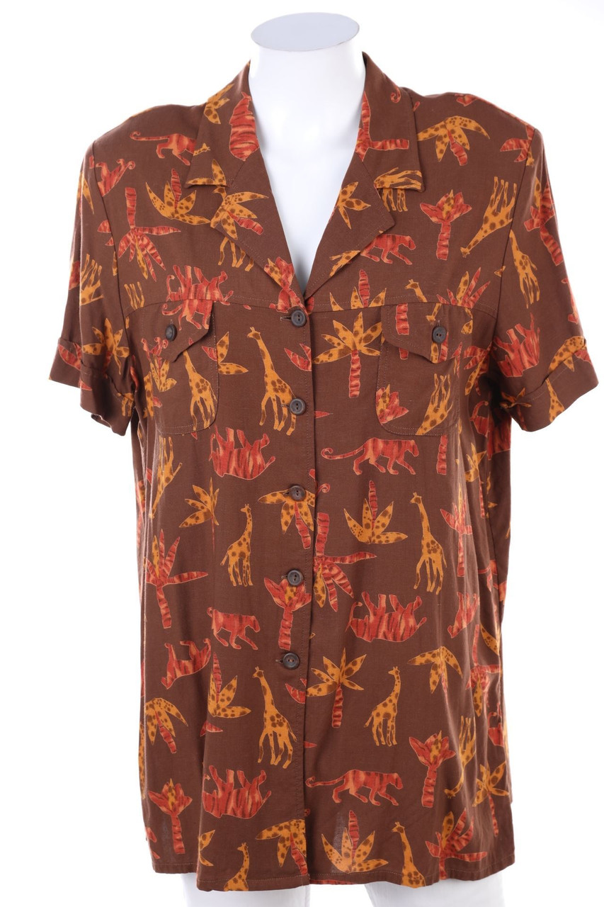 BURTON - Vintage-Kurzarm-Bluse mit Print - D 46