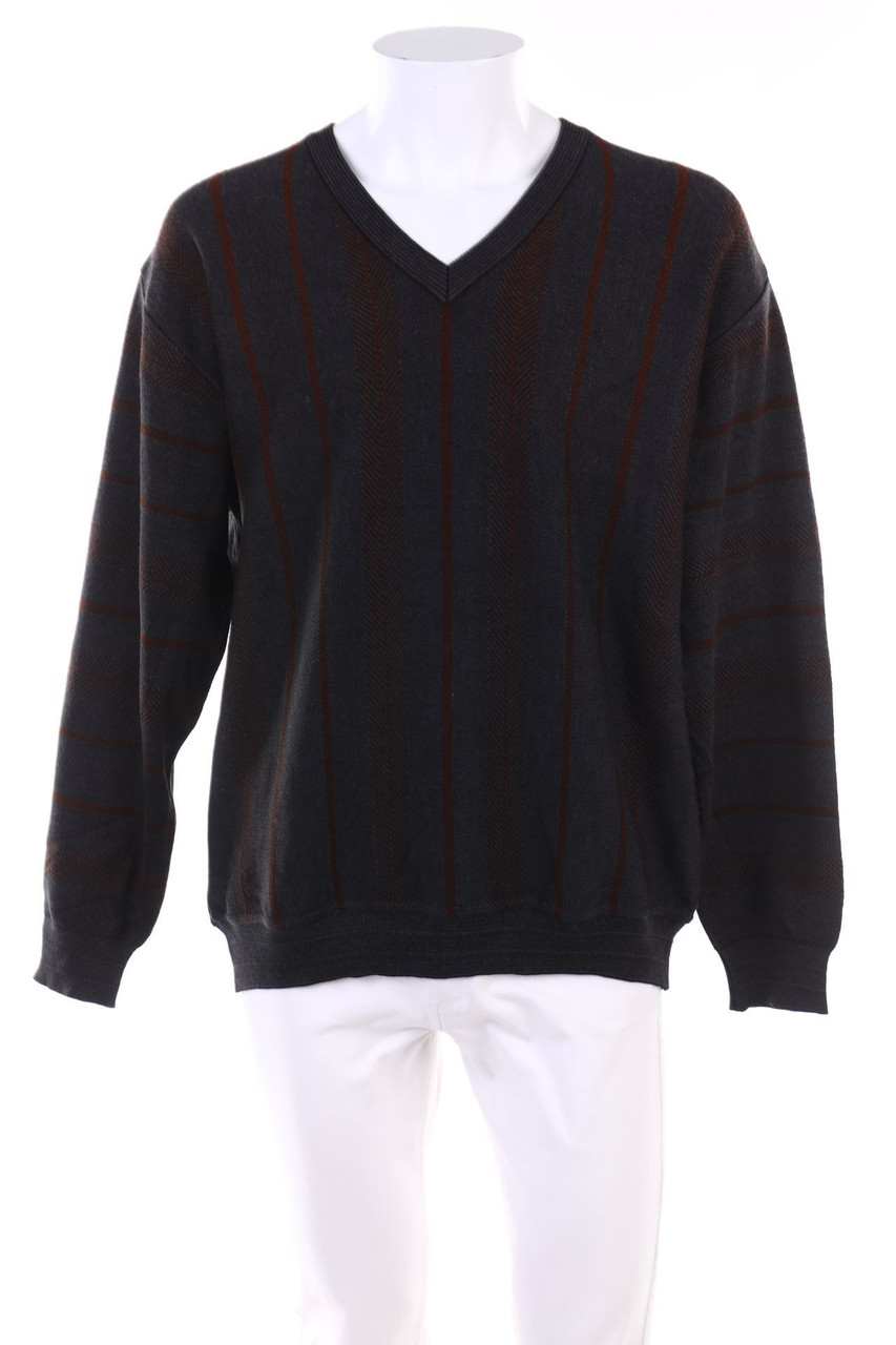 Baileys - V-Neck-Pullover aus Woll-Mix mit Streifen - XL