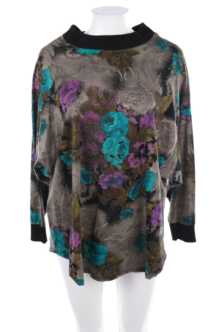 VINTAGE - Oversize-Longsleeve-Shirt mit Blumen-Print - D 42
