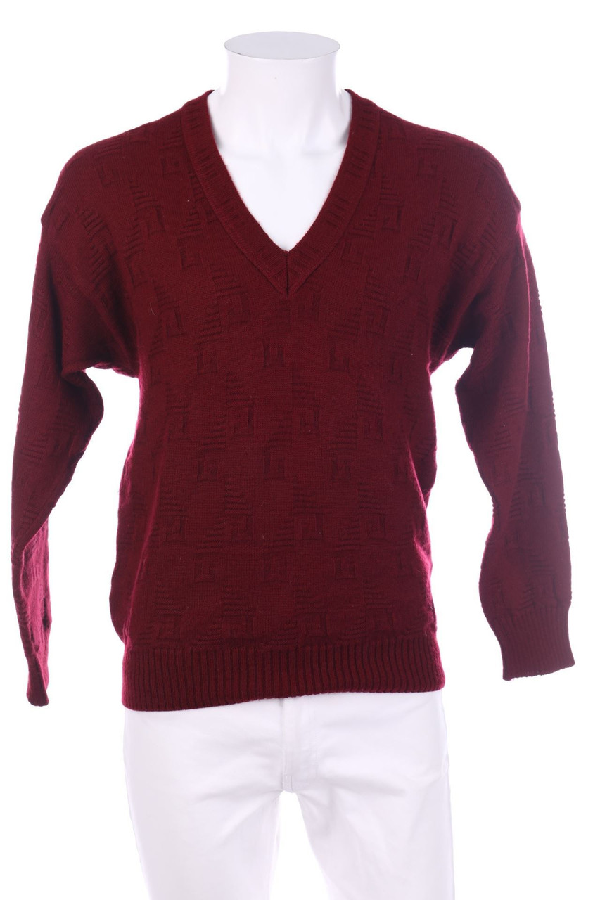 MONTE CARLO - V-Neck Pullover with Pattern, Wool-Blend - 54