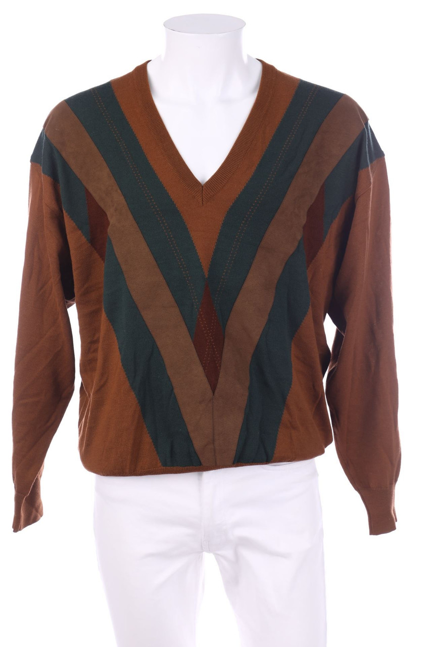 LES GARD´S - Vintage-Schurwoll-Pullover mit V-Neck - 54