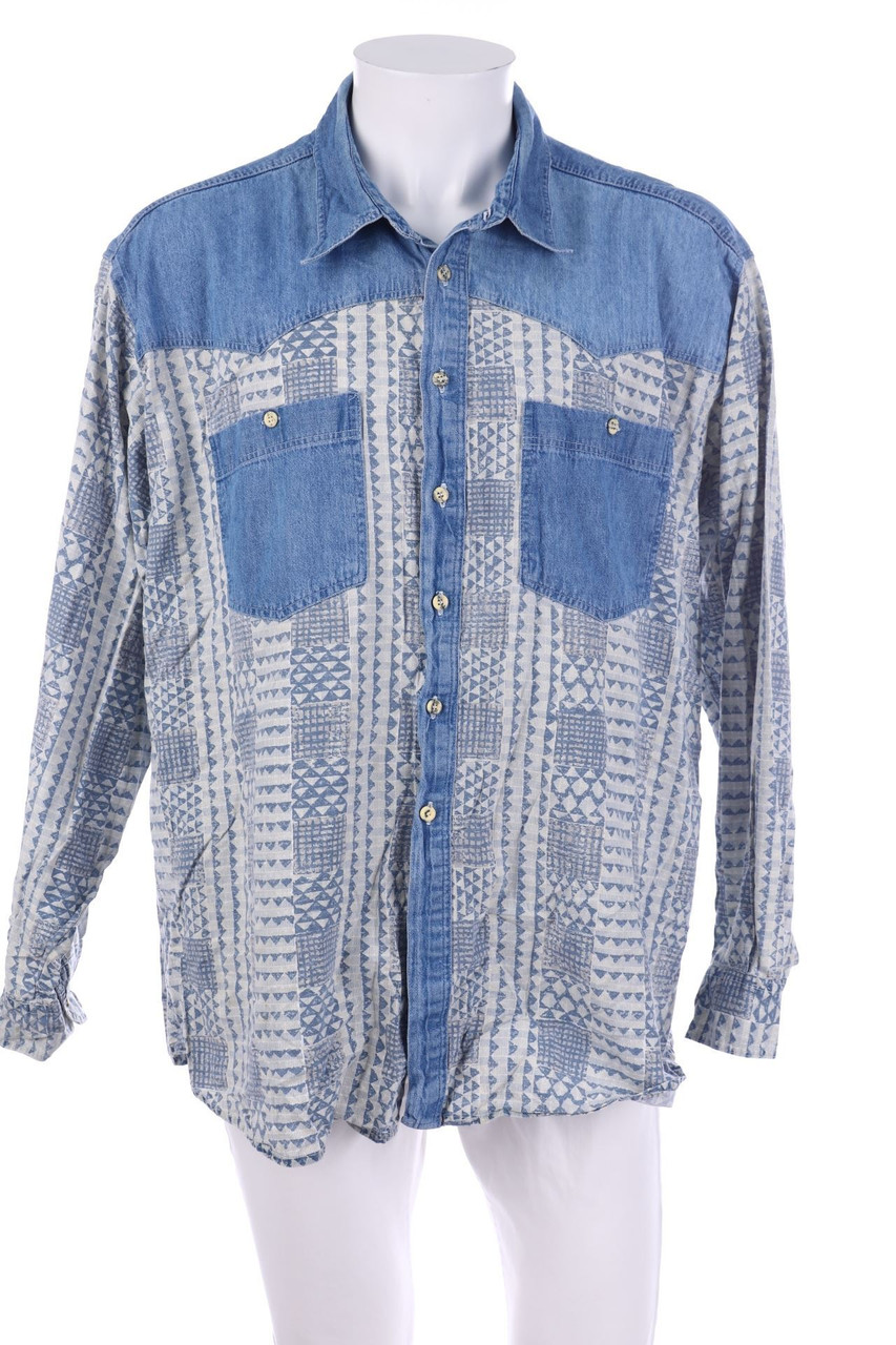 VINTAGE - Print-Hemd in Denim-Optik - 47