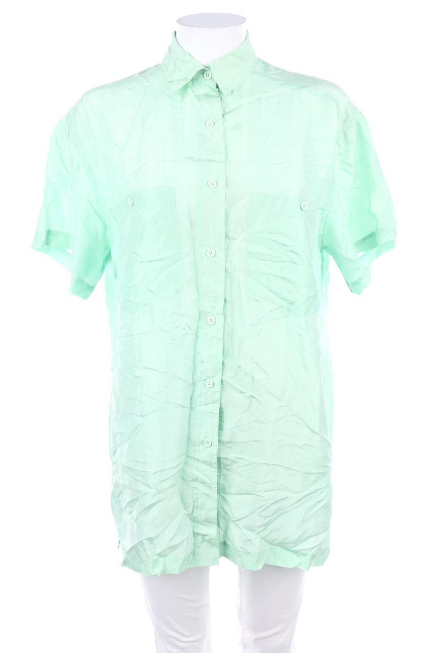 VINTAGE - Seiden-Hemd-Bluse mit kurzem Ärmel - S