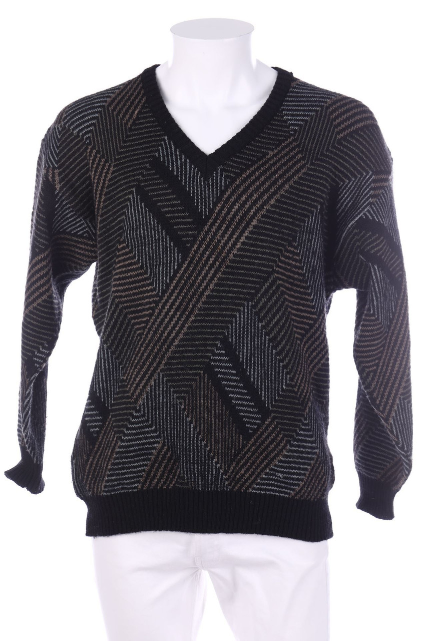 GIRAMONDO - V-Neck-Pullover mit Streifen aus Woll-Mix - 54