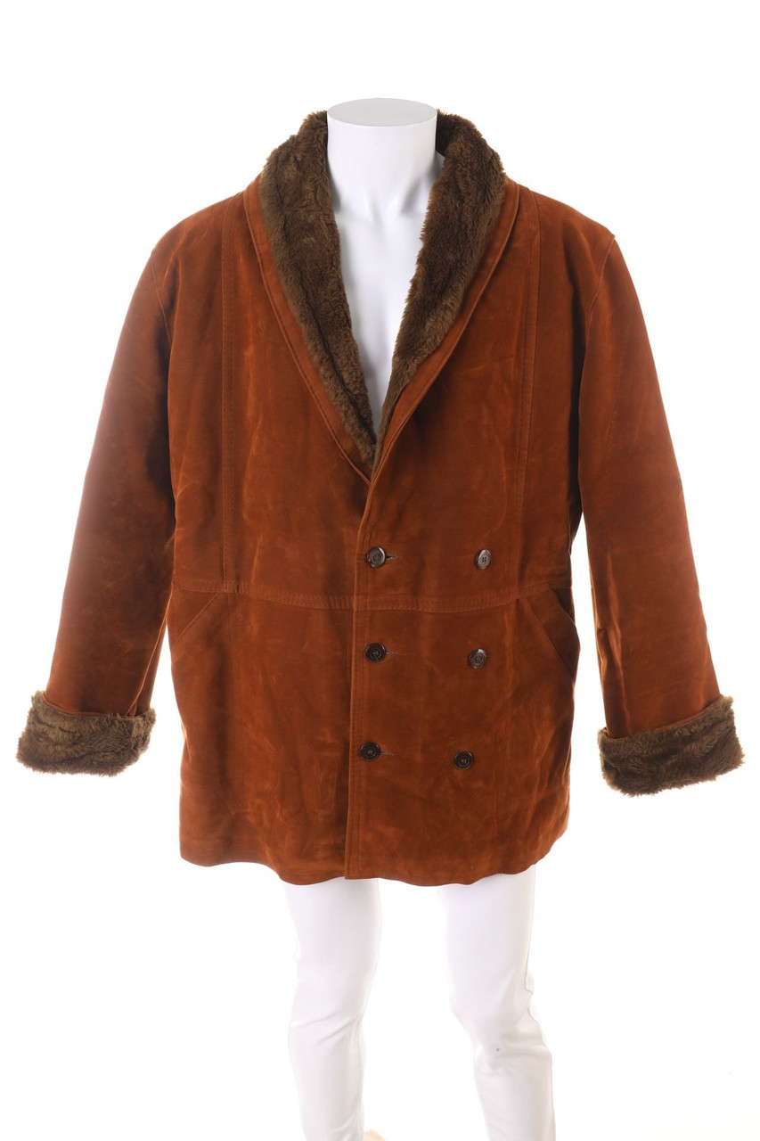 T. Shearling - Kunstleder-Jacke mit Teddy-Futter - XXL