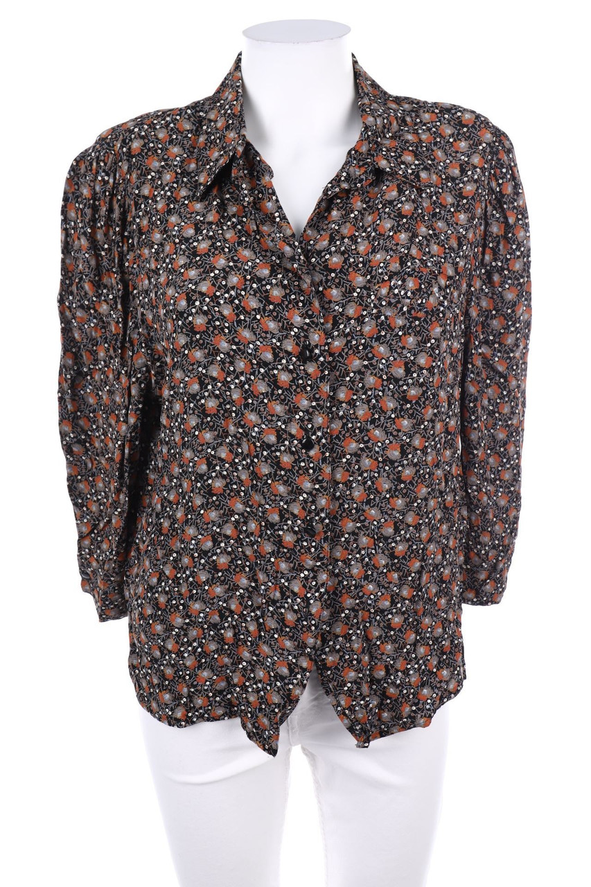 VINTAGE - Bluse mit Blumen-Print - L