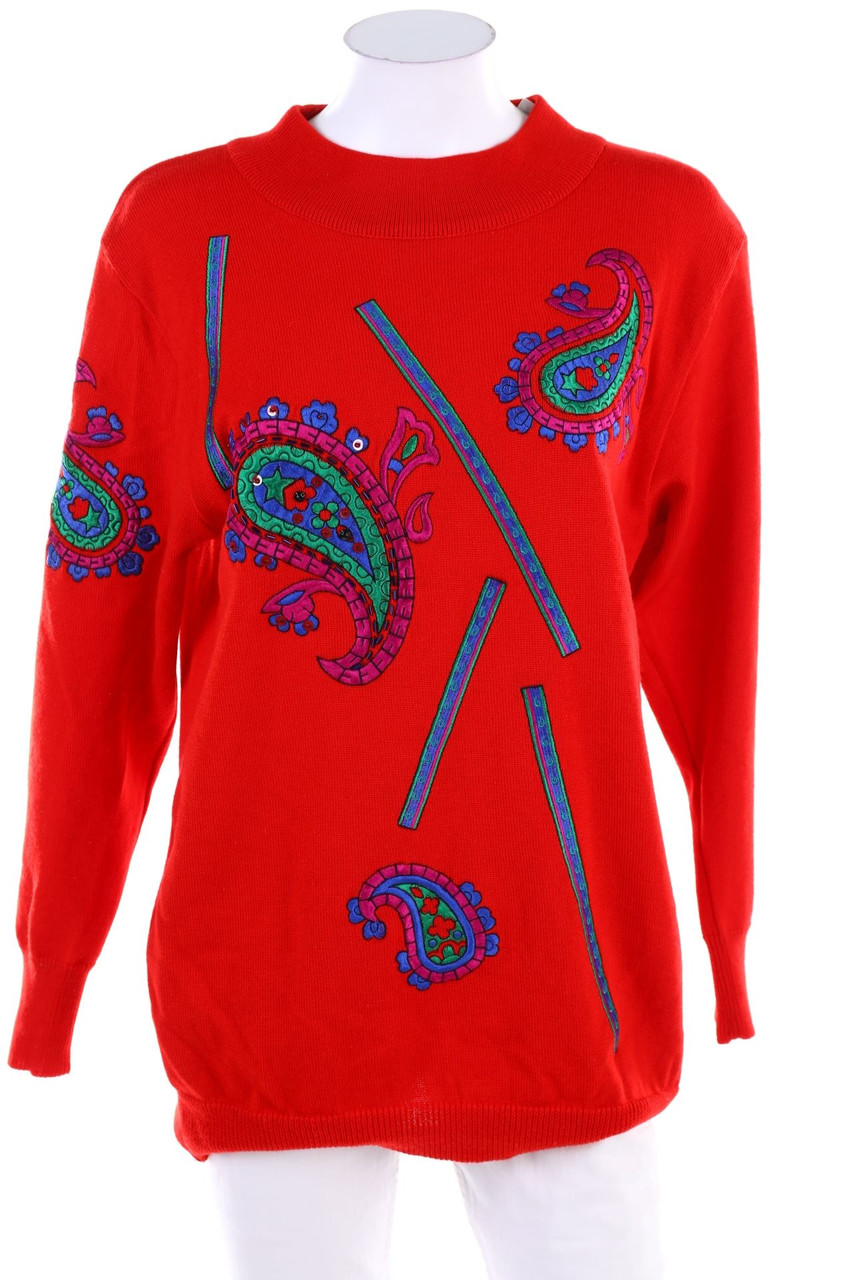 VINTAGE - Turtleneck Pullover with Embroideries - XL