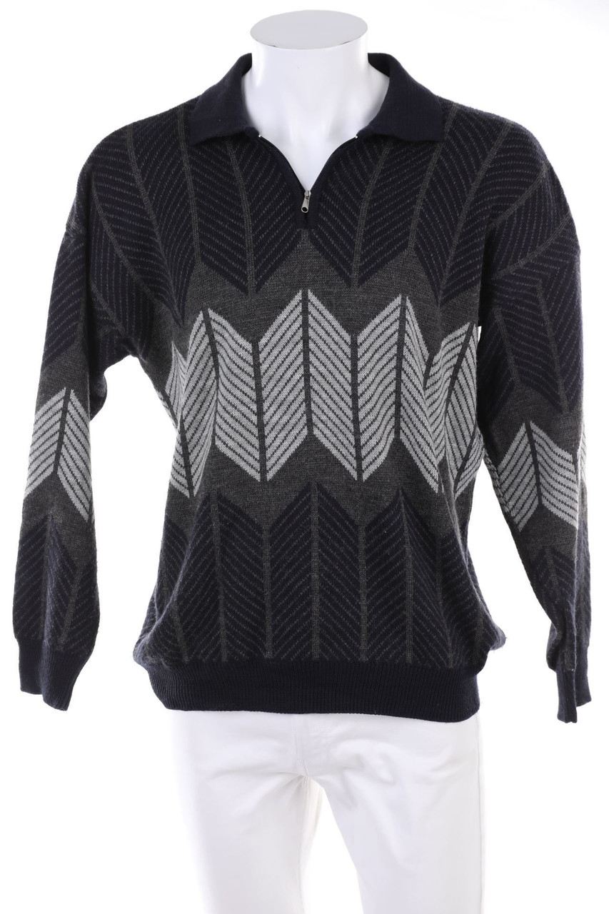VINTAGE - Troyer-Pullover mit Zickzack-Muster - 60